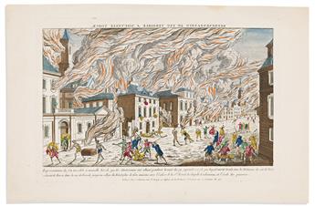 (AMERICAN REVOLUTION--PRINTS.) Group of vue d'optique views of occupied New York.